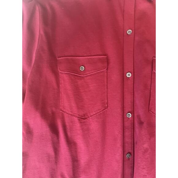 Tommy Bahama Womens Button Blouse Size XL 100% Cotton Roll Tab Casual Burgundy - Picture 4 of 11